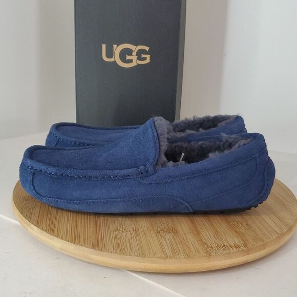 UGG Ascot Slipper Deep Ocean Suede Wool Comfort Loafer Men's US 8/ EU 41 NIB - Picture 4 of 14